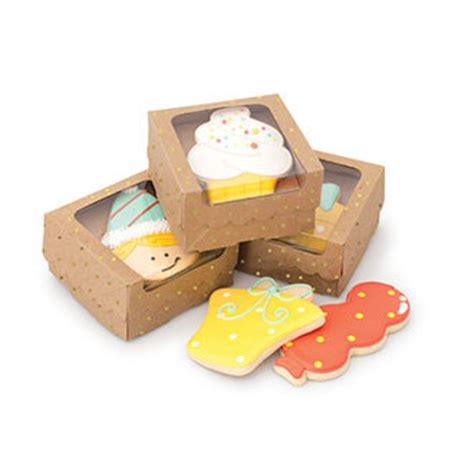 Kraft Cookie Boxes Kraft Gold Dots Sweet Sugarbelle Boxes Etsy