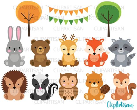 Woodland Baby Animals Clipart Forest Animal Clipart Woodland Baby ...