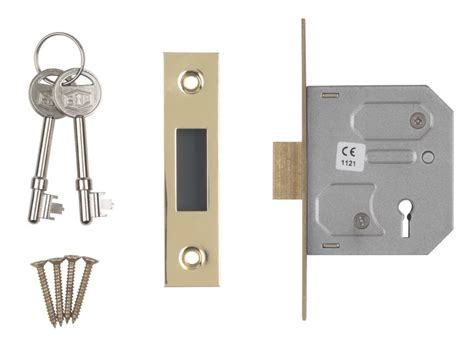 Smith And Locke Fire Rated 3 Lever Electric Brass Mortice Deadlock 64mm Case 44mm Backset Screwfix