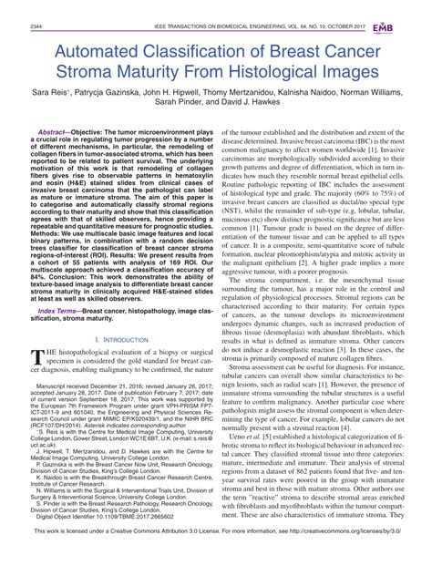 Pdf Automated Classification Of Breast Cancer Stroma Maturity From