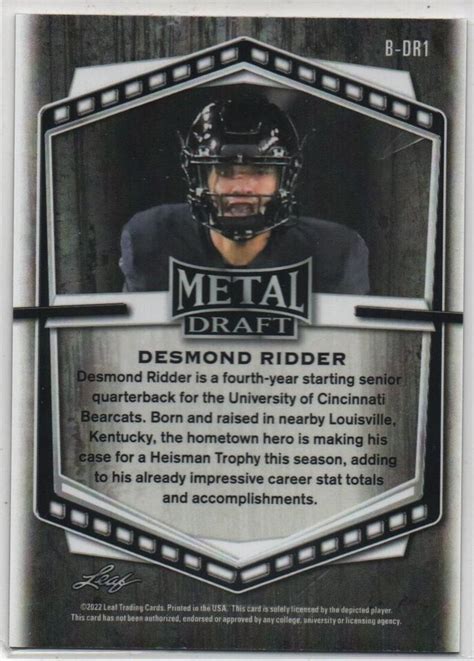 Leaf Draft Metal Black Wave Desmond Ridder B Dr Bearcats