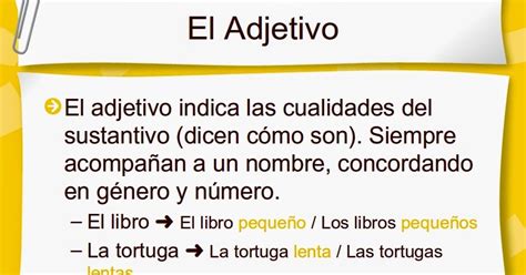 Tercero De Primaria El Adjetivo GÉnero Y NÚmero Del Adjetivo