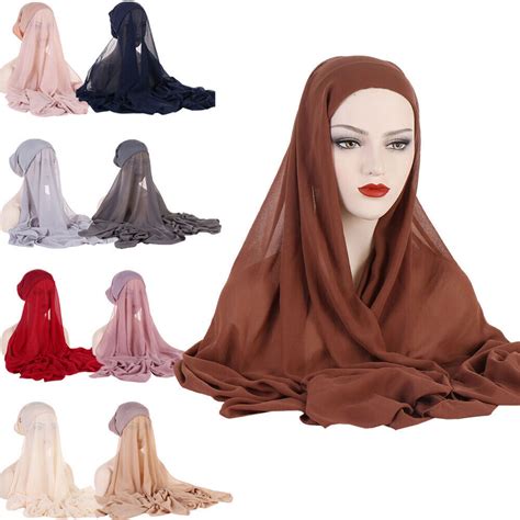 Pull On Women Hijab Wrap Shawl Instant Muslim Turban Amira Scarf Stole