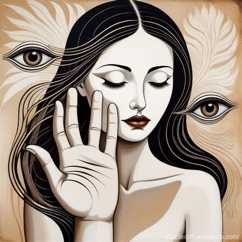 Eye In Womans Hand Stable Diffusion En Línea