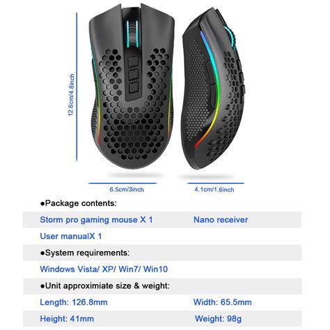 Redragon Storm Pro M Ks Rgb Usb G Sem Fio Gaming Mouse Dpi