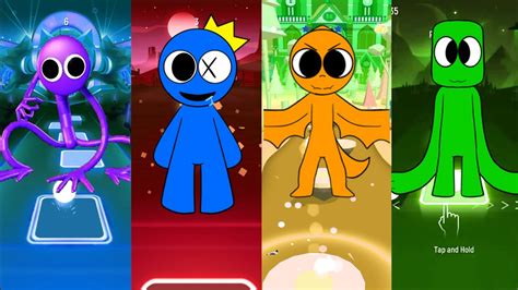 Rainbow Friends In Tiles Hop Purple Vs Blue Vs Orange Vs Green Youtube