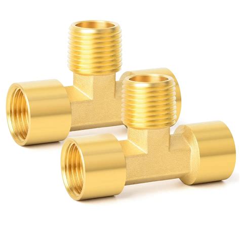 GASHER 2PCS Metals Brass Pipe Fitting Barstock Male Branch Tee T