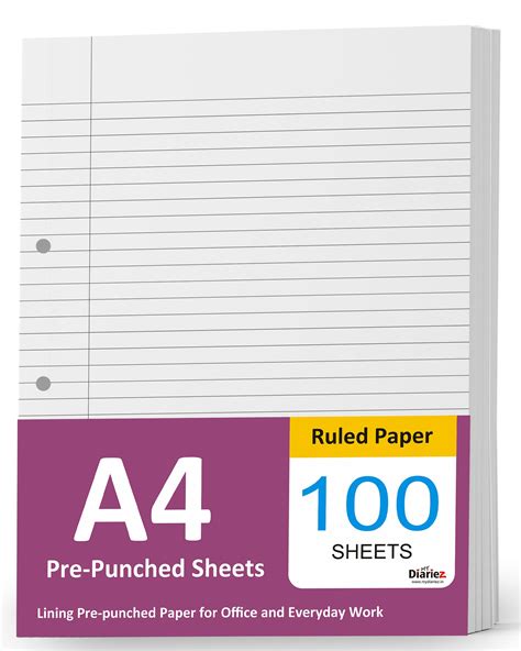 Buy My Diariez A4 Size Pre Punched Sheets 2 Hole Punched Both Side