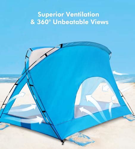 Beach Tent,Beach Canopy Shade Tent with UPF 50+UV Protection for 3-4 Person, Waterproof Portable ...