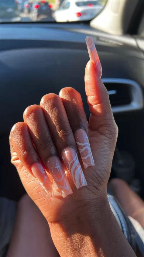 White And Nude Acrylic Nails Designs White Designs Swirls Ig Model Theemyriamichelle White