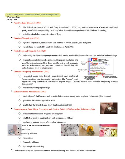 Clinical Pharmacology Units Study Guide Unit Drug Laws