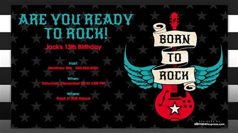 Rock And Roll Birthday Invitations Download Hundreds Free Printable