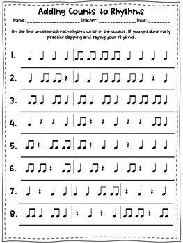 Rhythm Counting Worksheets By Rocky Mountain Music TpT Music