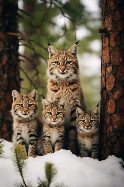 Free Photo | View of wild bobcat cubs in nature