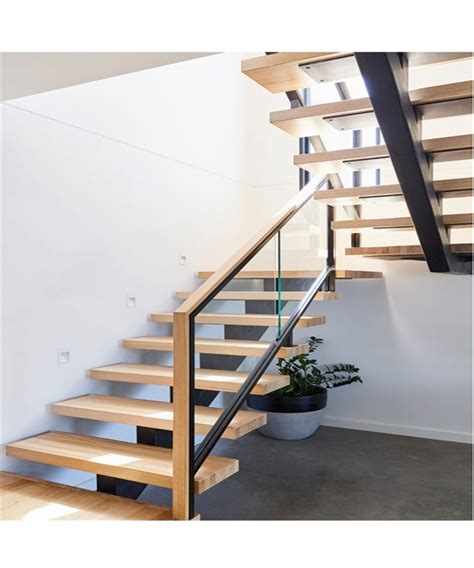 Wooden Staircase Floating Straight Stairs Customized Interior Staircase