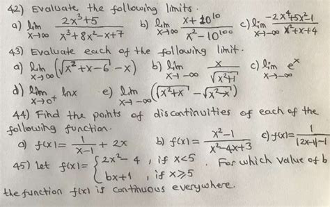 Solved 42 Evaluate The Following Limits A