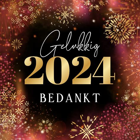 Nieuwjaarskaart Zakelijk Vuurwerk Goud 2024 Kaartje2go