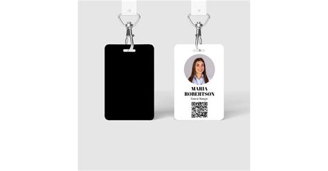 Employee Name Badge Minimalist Photo QR Code | Zazzle