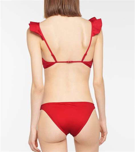 Buy Zimmermann Cassia Ruffle Trimmed Bikini Red At 30 Off Editorialist