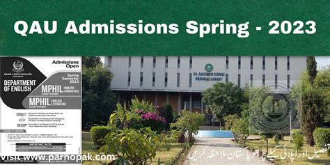 Qau Islamabad Admissions Spring Qau Edu Pk