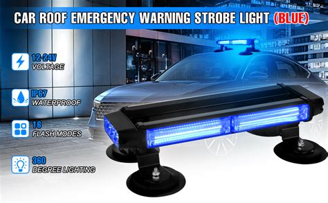 Afurkuot COB LED Blue Strobe Light Flashing Beacon Magnetic Strobe