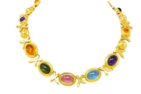 Paloma Picasso Tiffany And Co 1983 Multi Gem 18 Karat Gold Forever X Necklace Wilsons Estate