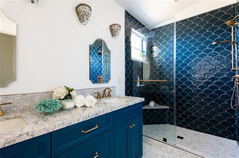 Master Bathroom Remodel With Geometric Shapes Bord De Mer Salle De