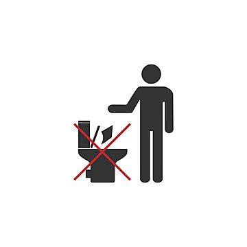 Flat Design Vector Illustration Of Toilet Sign With No Littering Icon