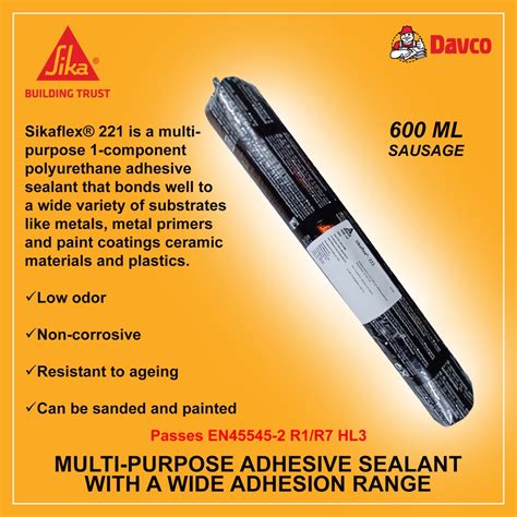 Sika Sikaflex 221 Black Multi Purpose Polyurethane Sealant 600ml