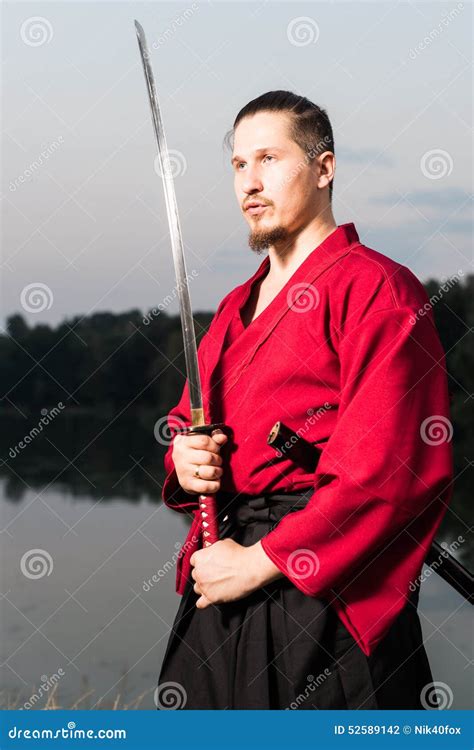 Man in Ethnic Samurai Japanese Clothing Uniform Stock Photo - Image of ...