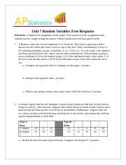 Ap Statistics Unit Random Variables And Probability Course Hero