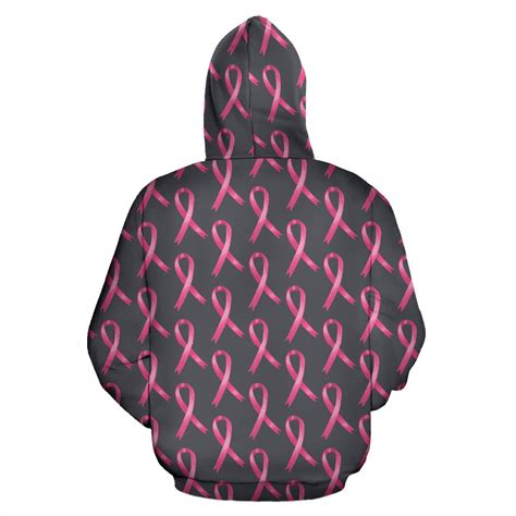 Breast Cancer Awareness Pattern Zip Up Hoodie Jtamigo