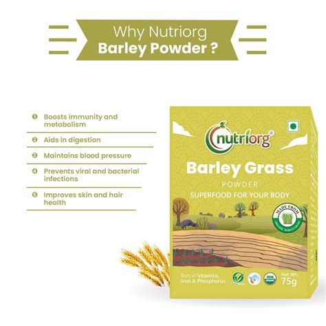 Buy Nutriorg Certified Organic Barley Powder 75g Online And Get Upto 60