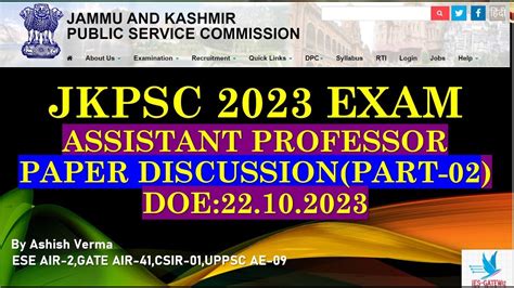 Jkpsc Assistant Professor Civil 2023 Exam Answer Keyssolutions