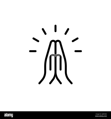 Praying Hands Icon Black Outline Concept Of Gratitude Welcome