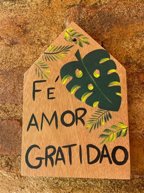 Placa Casinha Em Madeira F Amor Gratid O Ofertas