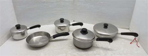 9 Piece Revere Ware Stainless Steel Cookware Heavy Clad Bottoms Fry Panlid 9 Fry Pan 8