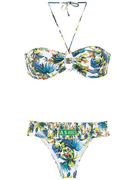 Amir Slama Printed Bikini White Farfetch
