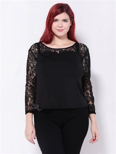 Off See Through Floral Lace Patchwork Blouse Rosegal