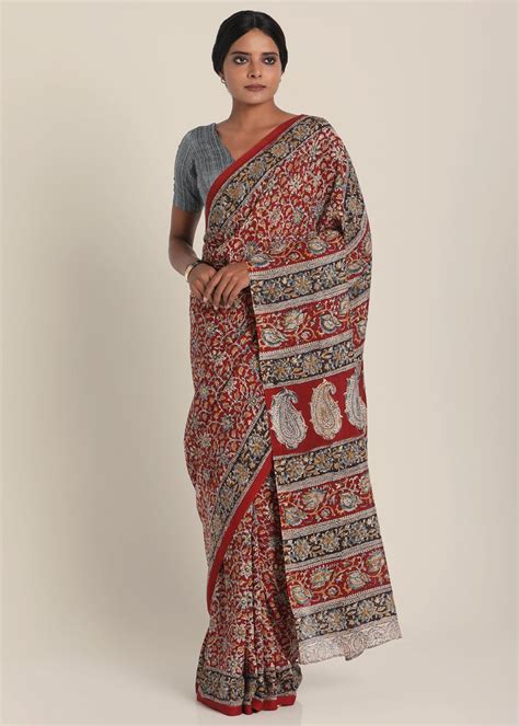 Get Red Pure Cotton Kalamkari Saree At Lbb Shop