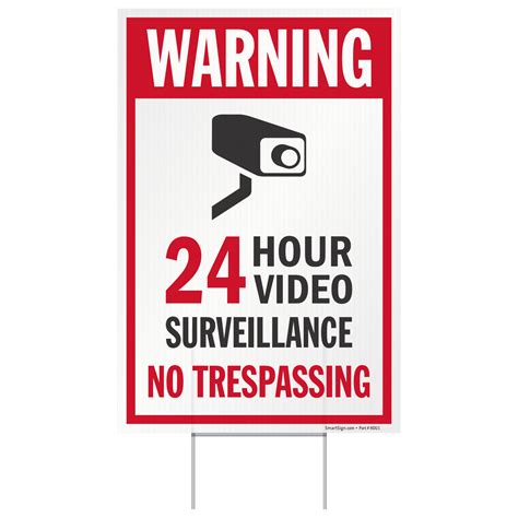 SmartSign Warning 24 Hour Video Surveillance No Trespassing Sign | Wayfair