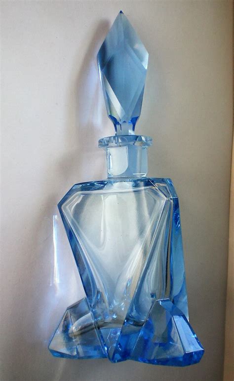 Sparkling Blue Geometric Perfume Bottle From Manorsfinest On Ruby Lane