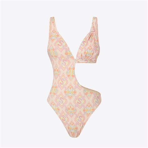 Nude Pink Cutout Swimsuit Sirivannavari