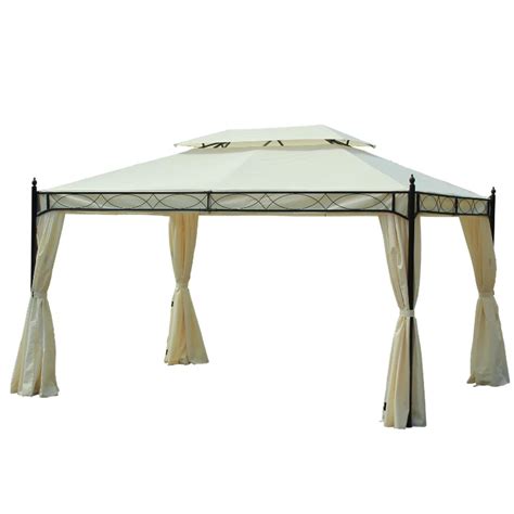 Outsunny Gazebo Da Giardino X M Con Doppio Tetto E Tende Crema