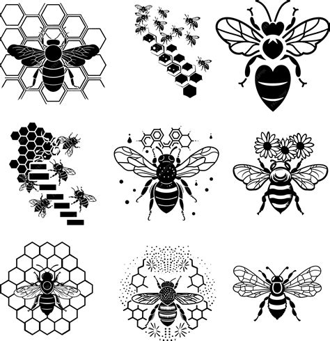 Premium Vector Bubble Bee With Flower Black And White Silhouette