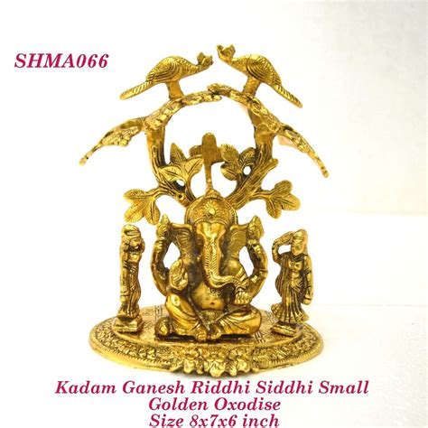 Aluminium Oval Kadam Ganeshawith Riddhi Siddhi GLOX Home Size 8x7x6