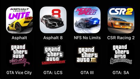 Asphalt Asphalt Nfs No Limits Csr Racing Gta Vice City Gta