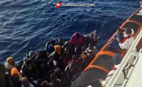 Barconi Di Migranti Alla Deriva In Mare Motovedette E Navi Militari