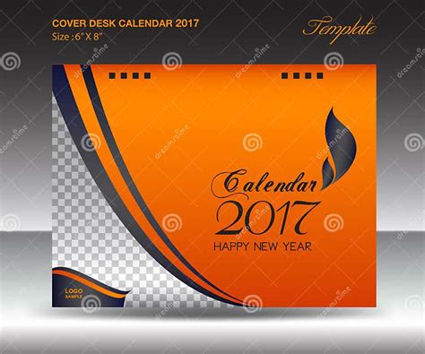 Desk Calendar 2017 Year Size 6x8 Inch Horizontal Orange Cover Stock Vector Illustration Of