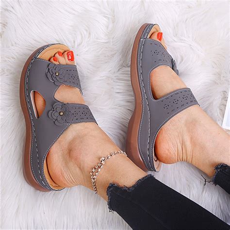 Jsaierl Womens Orthopedic Sandals Casual Summer Open Toe Sandals Comfy